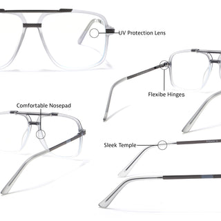 EyeJack Titex Matt Grey Wayfarer Eyeglasses for Men & Women (18907CL308-C6)