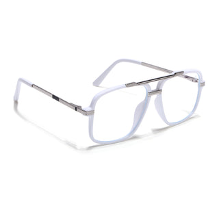 EyeJack Titex White & Silver Wayfarer Eyeglasses for Men & Women (18907CL310-C8)
