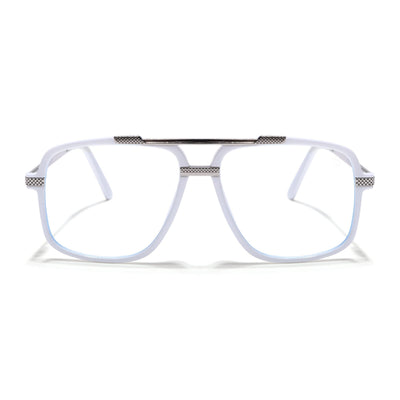 EyeJack Titex White & Silver Wayfarer Eyeglasses for Men & Women (18907CL310-C8)