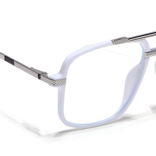 EyeJack Titex White & Silver Wayfarer Eyeglasses for Men & Women (18907CL310-C8)