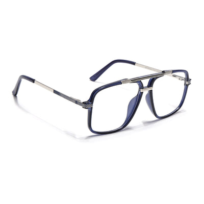 EyeJack Titex Blue & Grey Wayfarer Eyeglasses for Men & Women (18907CL312-C10)