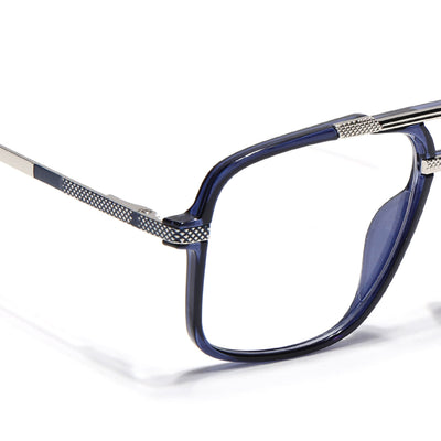 EyeJack Titex Blue & Grey Wayfarer Eyeglasses for Men & Women (18907CL312-C10)