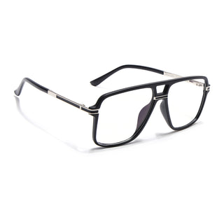 EyeJack Titex Matt Black & Silver Wayfarer Eyeglasses for Men & Women (18908CL314-C1)