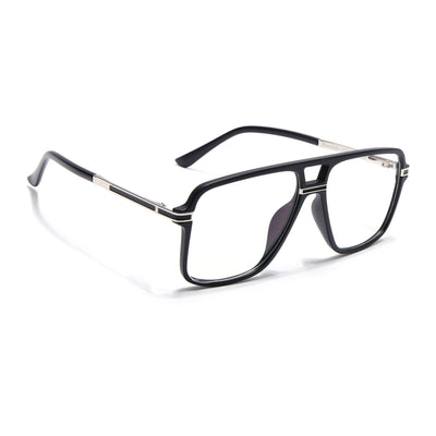 EyeJack Titex Matt Black & Silver Wayfarer Eyeglasses for Men & Women (18908CL314-C1)