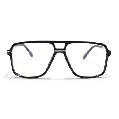 EyeJack Titex Matt Black & Silver Wayfarer Eyeglasses for Men & Women (18908CL314-C1)