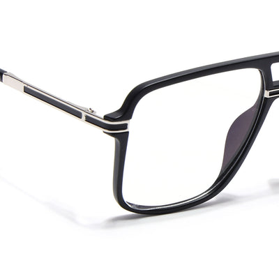 EyeJack Titex Matt Black & Silver Wayfarer Eyeglasses for Men & Women (18908CL314-C1)