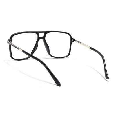 EyeJack Titex Matt Black & Silver Wayfarer Eyeglasses for Men & Women (18908CL314-C1)