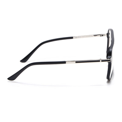 EyeJack Titex Matt Black & Silver Wayfarer Eyeglasses for Men & Women (18908CL314-C1)