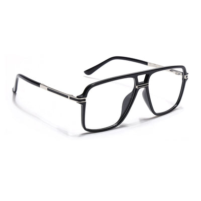 EyeJack Titex Shine Black & Silver Wayfarer Eyeglasses for Men & Women (18908CL315-C2)