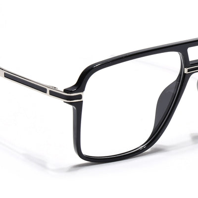 EyeJack Titex Shine Black & Silver Wayfarer Eyeglasses for Men & Women (18908CL315-C2)