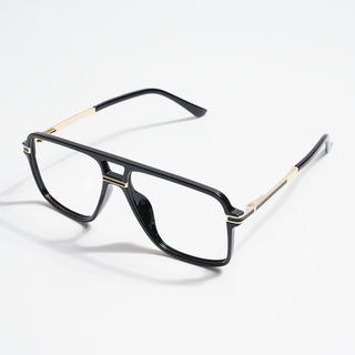 EyeJack Titex Shine Black & Golden Wayfarer Eyeglasses for Men & Women (18908CL316-C3)