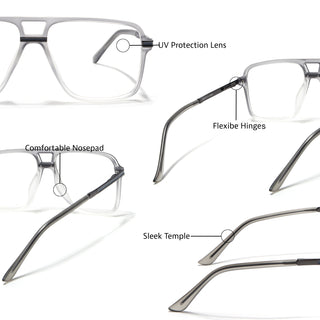 EyeJack Titex Matt Grey Wayfarer Eyeglasses for Men & Women (18908CL319-C6)