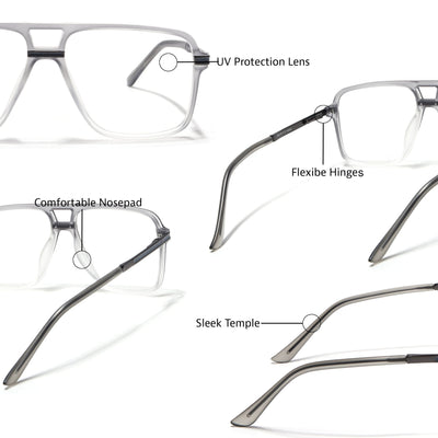 EyeJack Titex Matt Grey Wayfarer Eyeglasses for Men & Women (18908CL319-C6)