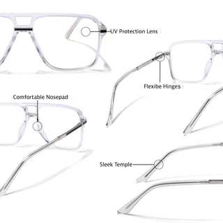 EyeJack Titex Transparent Wayfarer Eyeglasses for Men & Women (18908CL320-C7)