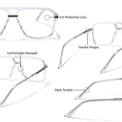 EyeJack Titex Transparent Wayfarer Eyeglasses for Men & Women (18908CL320-C7)