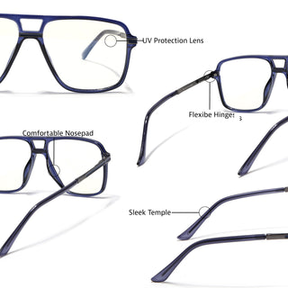 EyeJack Titex Blue Wayfarer Eyeglasses for Men & Women (18908CL323-C10)