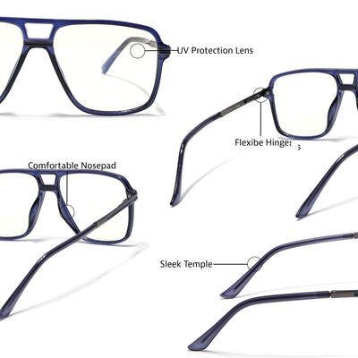 EyeJack Titex Blue Wayfarer Eyeglasses for Men & Women (18908CL323-C10)