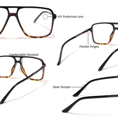 EyeJack Titex Demi Brown Wayfarer Eyeglasses for Men & Women (18908CL324-C11)