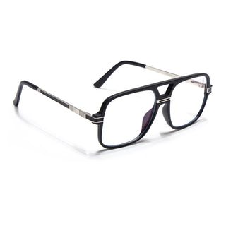 EyeJack Titex Matt Black & Silver Wayfarer Eyeglasses for Men & Women (18909CL325-C1)