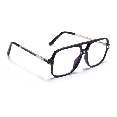 EyeJack Titex Matt Black & Silver Wayfarer Eyeglasses for Men & Women (18909CL325-C1)