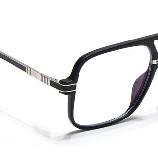 EyeJack Titex Matt Black & Silver Wayfarer Eyeglasses for Men & Women (18909CL325-C1)