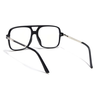 EyeJack Titex Matt Black & Silver Wayfarer Eyeglasses for Men & Women (18909CL325-C1)