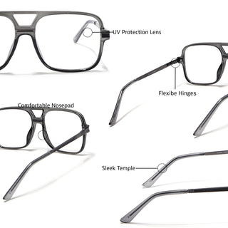 EyeJack Titex Shine Grey Wayfarer Eyeglasses for Men & Women (18909CL329-C5)