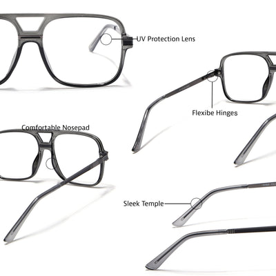 EyeJack Titex Shine Grey Wayfarer Eyeglasses for Men & Women (18909CL329-C5)