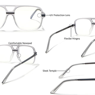 EyeJack Titex Matt Grey Wayfarer Eyeglasses for Men & Women (18909CL330-C6)