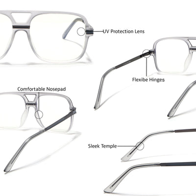 EyeJack Titex Matt Grey Wayfarer Eyeglasses for Men & Women (18909CL330-C6)