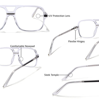 EyeJack Titex Transparent Wayfarer Eyeglasses for Men & Women (18909CL331-C7)
