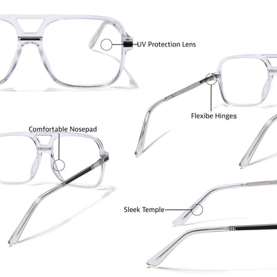 EyeJack Titex Transparent Wayfarer Eyeglasses for Men & Women (18909CL331-C7)