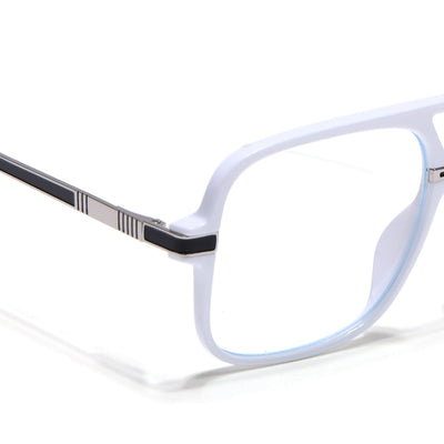EyeJack Titex White Wayfarer Eyeglasses for Men & Women (18909CL332-C8)