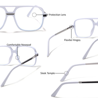 EyeJack Titex White Wayfarer Eyeglasses for Men & Women (18909CL332-C8)