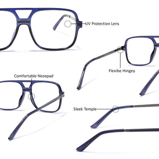 EyeJack Titex Blue Wayfarer Eyeglasses for Men & Women (18909CL334-C10)