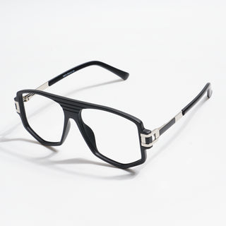 EyeJack Titex Matt Black & Silver Wayfarer Eyeglasses for Men & Women (18910CL336-C1)