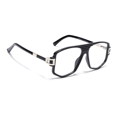 EyeJack Titex Shine Black & Silver Wayfarer Eyeglasses for Men & Women (18910CL337-C2)