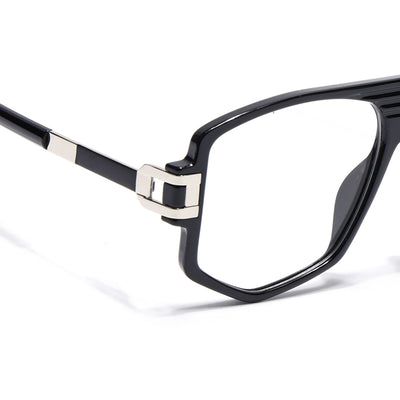 EyeJack Titex Shine Black & Silver Wayfarer Eyeglasses for Men & Women (18910CL337-C2)