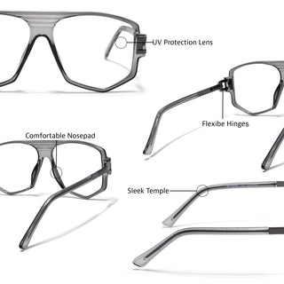 EyeJack Titex Shine Grey Wayfarer Eyeglasses for Men & Women (18910CL340-C5)