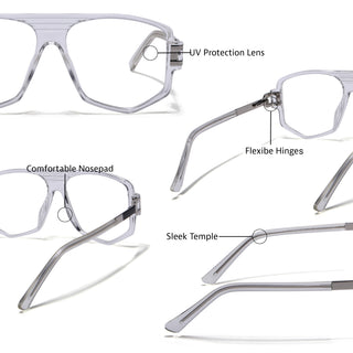 EyeJack Titex Transparent Wayfarer Eyeglasses for Men & Women (18910CL342-C7)