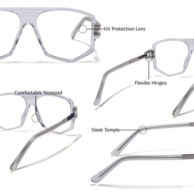 EyeJack Titex Transparent Wayfarer Eyeglasses for Men & Women (18910CL342-C7)