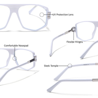 EyeJack Titex White Wayfarer Eyeglasses for Men & Women (18910CL343-C8)