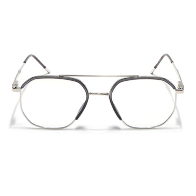 Eyejack Aura Grey & Silver Wayfarer Eyeglasses for Men & Women (19001FCL1947-C2)