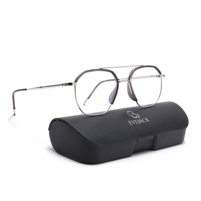 Eyejack Aura Grey & Silver Wayfarer Eyeglasses for Men & Women (19001FCL1947-C2)