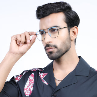 Eyejack Aura Sky Blue & Grey Wayfarer Eyeglasses for Men & Women (19001FCL1949-C4)