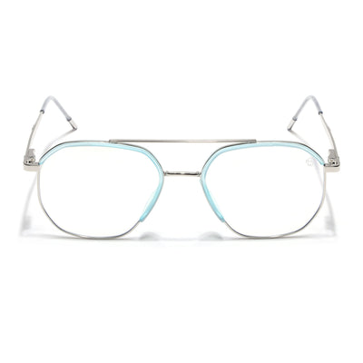 Eyejack Aura Sea Green & Silver Wayfarer Eyeglasses for Men & Women (19001FCL1950-C5)