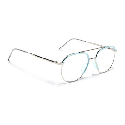 Eyejack Aura Sea Green & Silver Wayfarer Eyeglasses for Men & Women (19001FCL1950-C5)