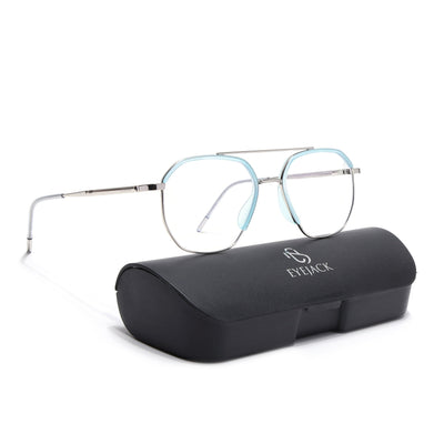 Eyejack Aura Sea Green & Silver Wayfarer Eyeglasses for Men & Women (19001FCL1950-C5)