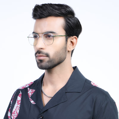 Eyejack Aura Silver & Transparent Wayfarer Eyeglasses for Men & Women (19001FCL1951-C6)