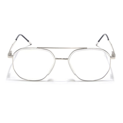 Eyejack Aura Silver & Transparent Wayfarer Eyeglasses for Men & Women (19001FCL1951-C6)